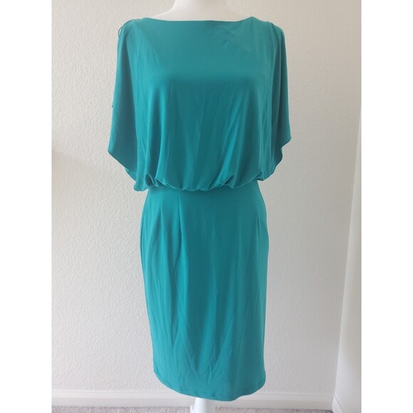 Jessica Simpson Size 4 Woman's Turquoise Blue Green Dress Flutter Sleeves Drape - Picture 1 of 8